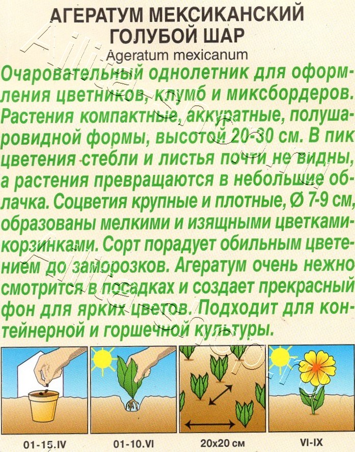 Агератум мексиканский Голубой шар 0,05г