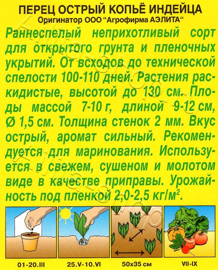 Перец острый Копье индейца 20шт