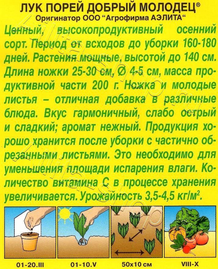 Лук порей Добрый молодец 0,5г