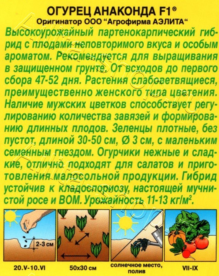 Огурец китайский Анаконда F1 10шт