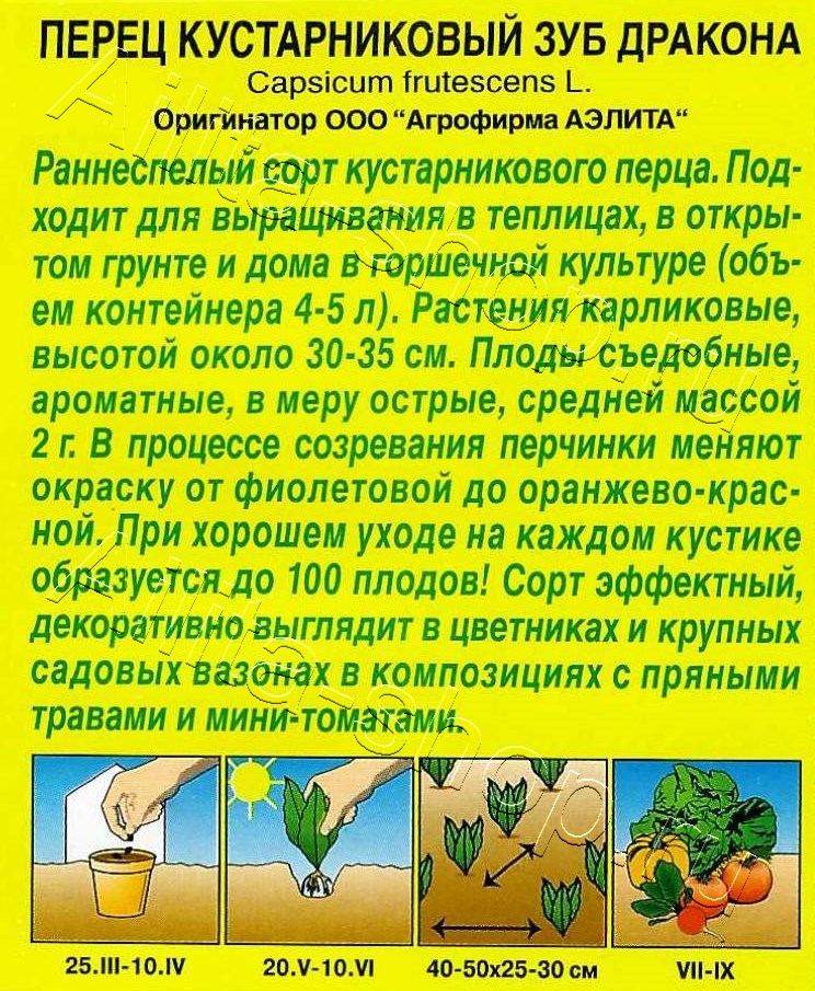 Перец кустарниковый Зуб дракона 10шт